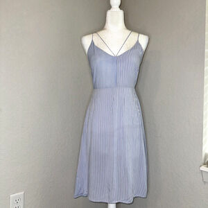Fate by LFD A-Line Midi Dress Women’s Small Blue White Striped Cottage Preppy